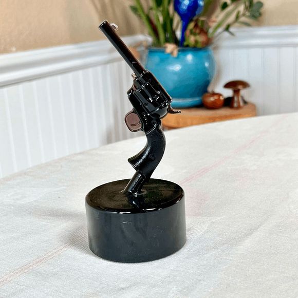 Wilkerson Glass Amethyst Solid Glass Revolver Pistol Gun Paper Weight - Picture 1 of 4